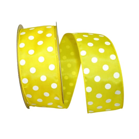 JAM Paper 2.5" x 50yd. Satin Large Dots Wired Ribbon